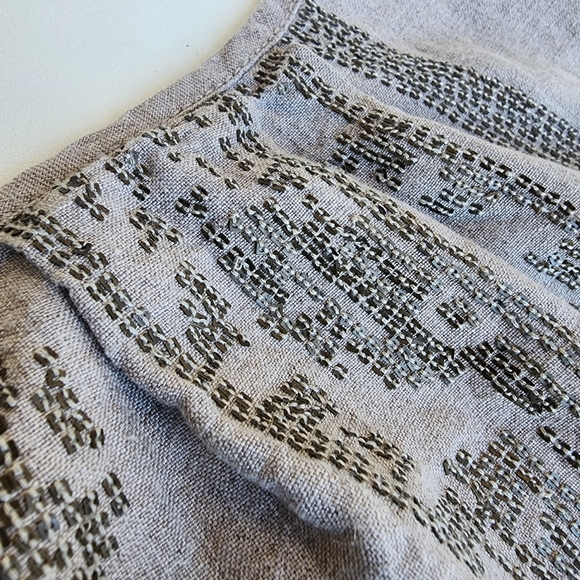 Eileen Fisher Women's Embroidered Organic Linen Slip Dress Tan Beachy Coastal L - Picture 11 of 13